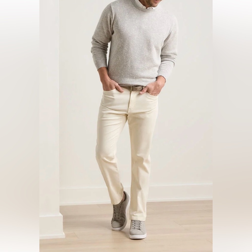 Peter Millar Sateen Five Pocket Pants size 42x30 Khaki Straight Leg Golf